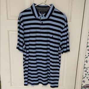 Nautica Men's Polo XL Shirt in Light Blue and Black Stripes